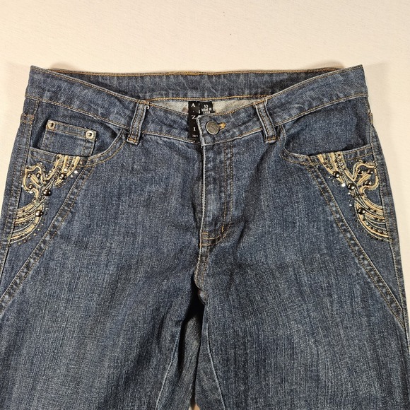 AZI Jeans New York Womens Size 10 Embellished Bootcut Western Chic Boho Glam - Picture 6 of 10